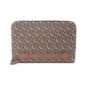 Burberry Monogram Shoulder Bag Clutch Canvas Leather Beige Tan Brown